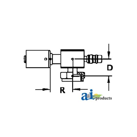 A & I Products Steel 90 Degree Female Tube-O w/ R134A Service Port Fitting 4 x2 x4 A-451-3130